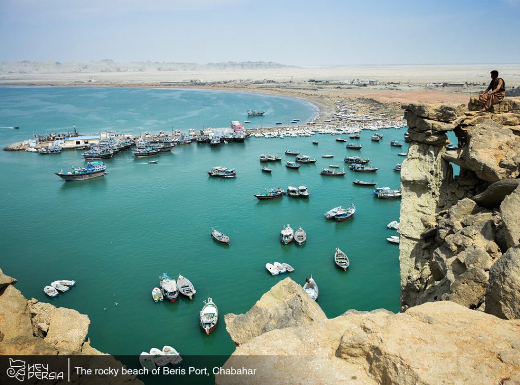 The rocky beaches of Beris Port in Iran