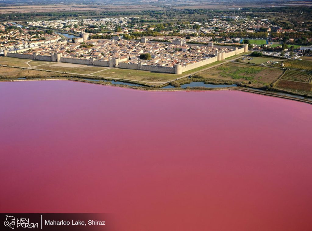 Maharloo Lake in Iran, a beautiful pink lake
