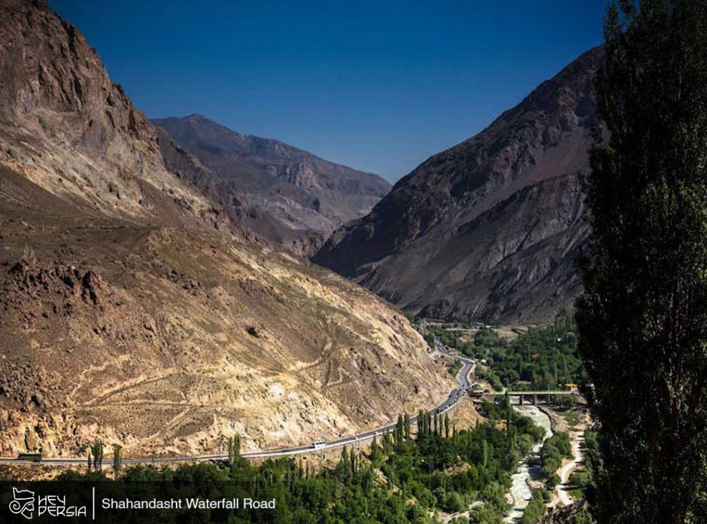 Shahandasht Waterfall Road of Top 3 most beautiful roads in Iran