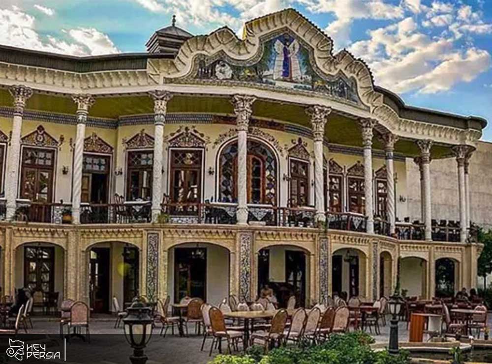 The architecture of the garden of the Shapuri Mansion in Iran